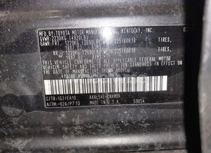 Photo 9 of 2021 Toyota Rav4 HYBRID XLE PREMIUM (VIN 4T3B6RFV5MU033074)