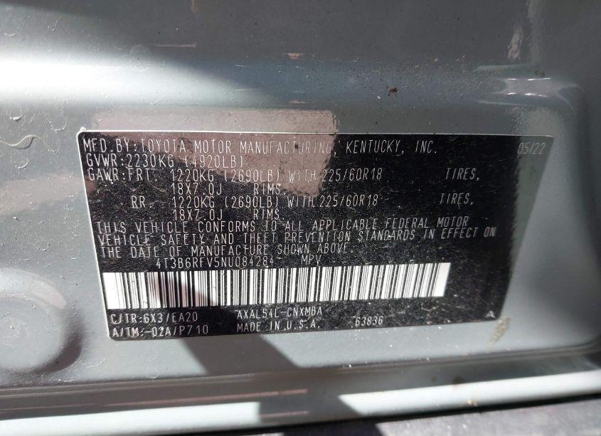 Photo 9 of 2022 Toyota Rav4 HYBRID XLE PREMIUM (VIN 4T3B6RFV5NU084284)