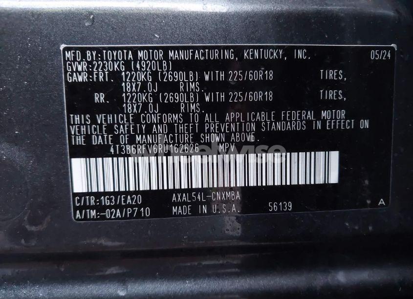 Photo 9 of 2024 Toyota Rav4 HYBRID XLE PREMIUM (VIN 4T3B6RFV6RU162626)