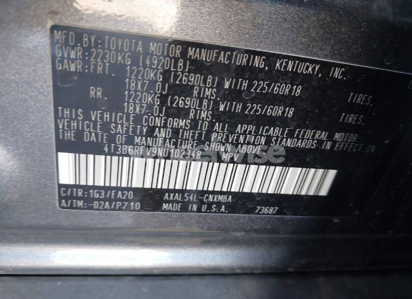 Photo 9 of 2022 Toyota Rav4 HYBRID XLE PREMIUM (VIN 4T3B6RFV9NU102348)