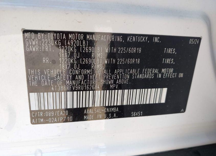 Photo 9 of 2024 Toyota Rav4 HYBRID XLE PREMIUM (VIN 4T3B6RFV9RU162684)