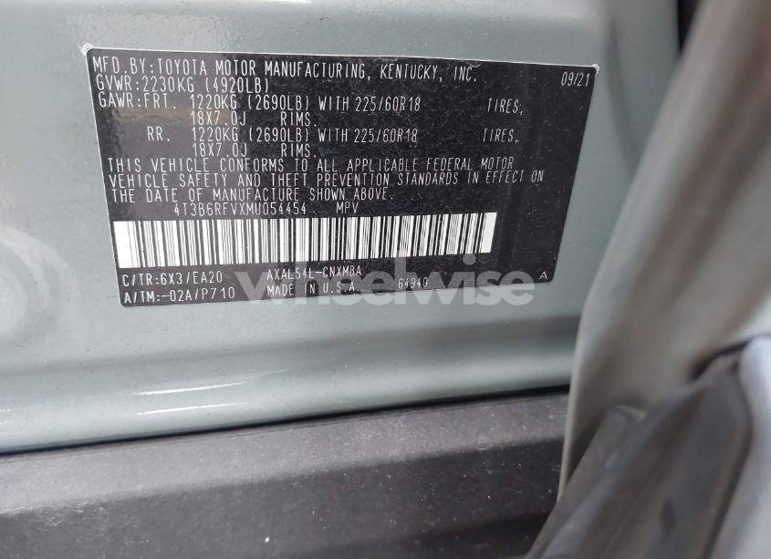 Photo 9 of 2021 Toyota Rav4 HYBRID XLE PREMIUM (VIN 4T3B6RFVXMU054454)