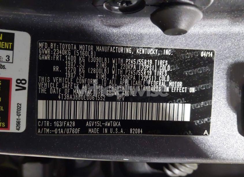 Photo 9 of 2014 Toyota Venza LE/XLE (VIN 4T3BA3BB0EU061552)