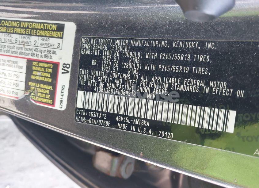 Photo 9 of 2015 Toyota Venza LE (VIN 4T3BA3BB1FU069919)