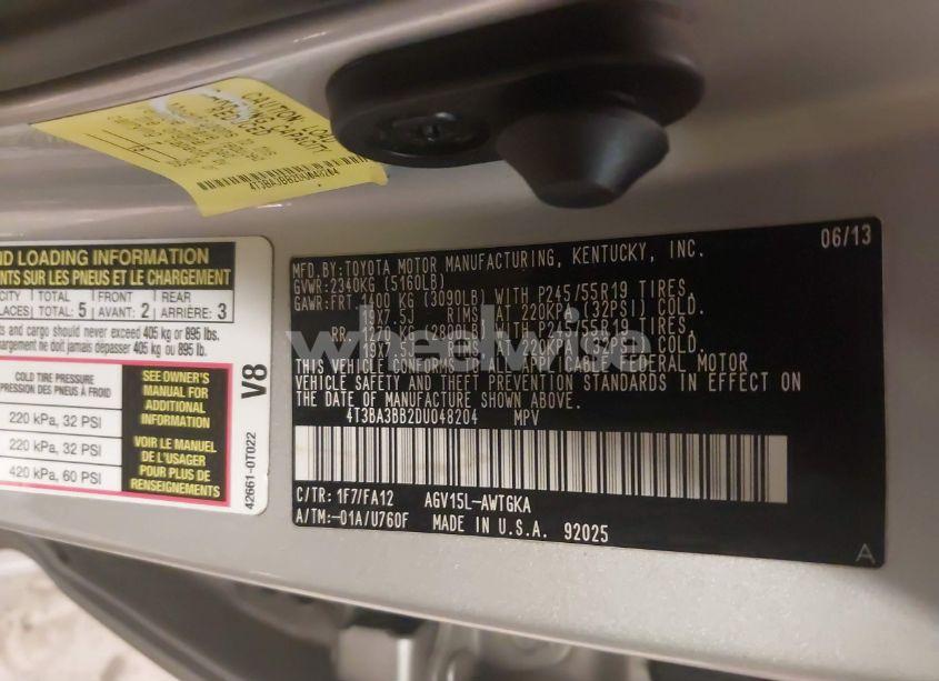 Photo 9 of 2013 Toyota Venza LE (VIN 4T3BA3BB2DU048204)