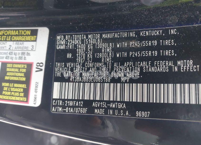 Photo 9 of 2014 Toyota Venza LE (VIN 4T3BA3BB3EU065188)