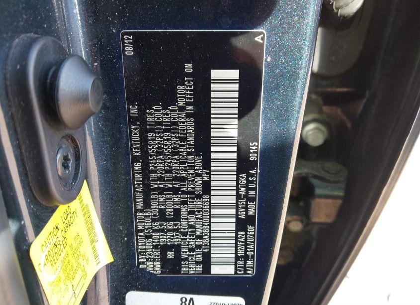 Photo 9 of 2013 Toyota Venza LE (VIN 4T3BA3BB4DU036698)