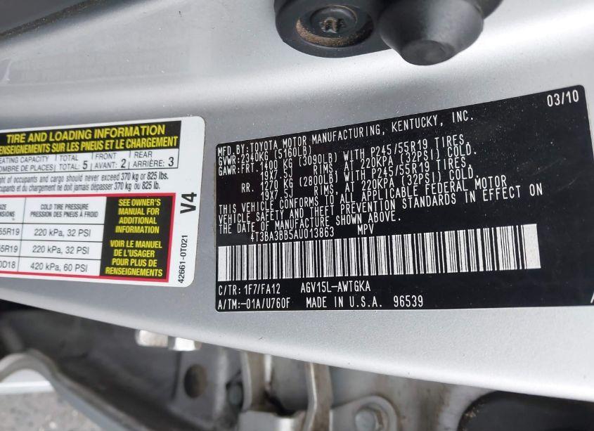 Photo 9 of 2010 Toyota Venza (VIN 4T3BA3BB5AU013863)