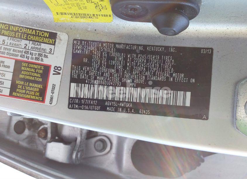 Photo 9 of 2013 Toyota Venza LE/XLE (VIN 4T3BA3BB6DU042793)