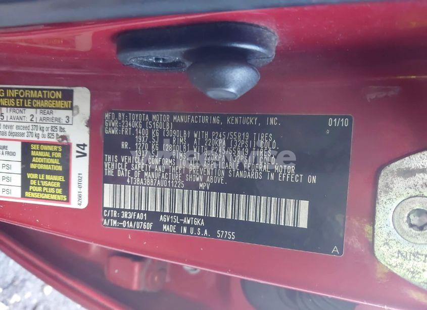 Photo 9 of 2010 Toyota Venza (VIN 4T3BA3BB7AU011225)