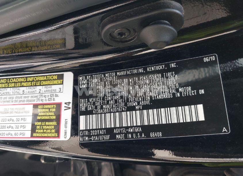 Photo 9 of 2010 Toyota Venza (VIN 4T3BA3BB7AU016747)