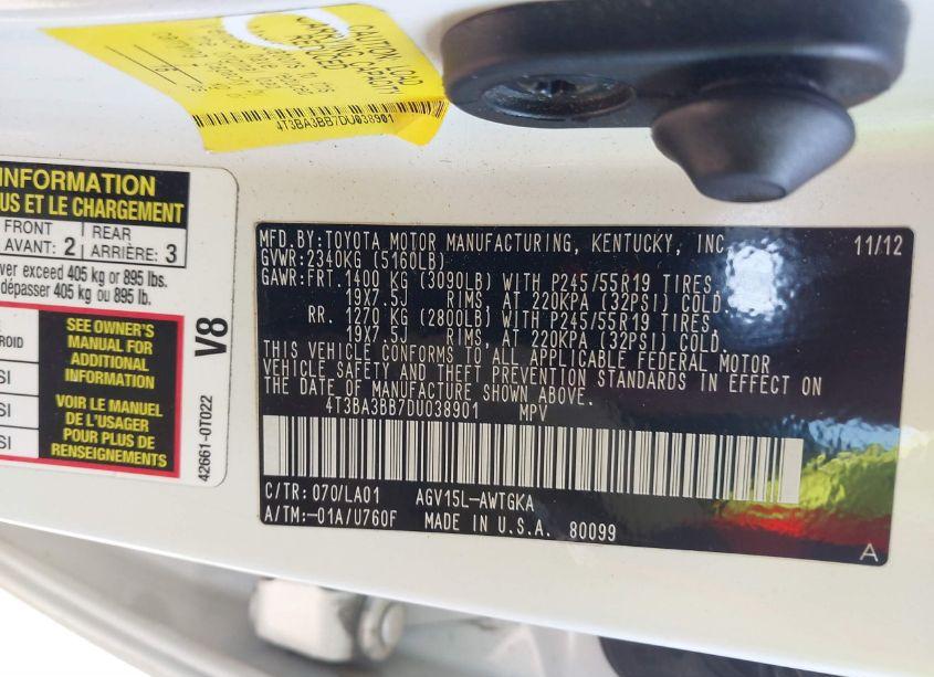 Photo 9 of 2013 Toyota Venza XLE (VIN 4T3BA3BB7DU038901)