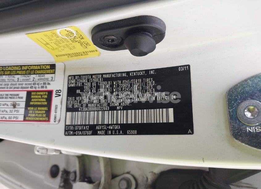 Photo 9 of 2011 Toyota Venza (VIN 4T3BA3BB8BU022669)