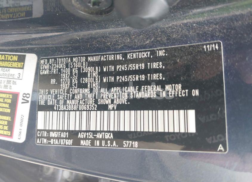 Photo 9 of 2015 Toyota Venza LE (VIN 4T3BA3BB8FU069352)