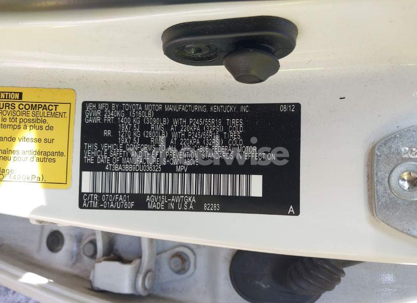 Photo 9 of 2013 Toyota Venza LE (VIN 4T3BA3BB9DU036325)