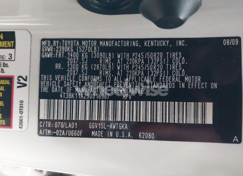 Photo 9 of 2009 Toyota Venza (VIN 4T3BK11A29U016967)