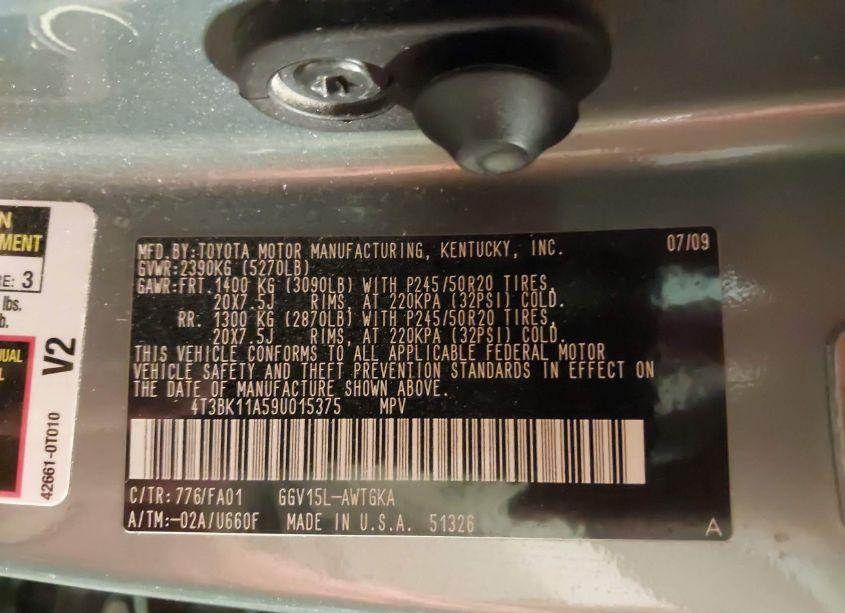 Photo 9 of 2009 Toyota Venza BASE V6 (VIN 4T3BK11A59U015375)