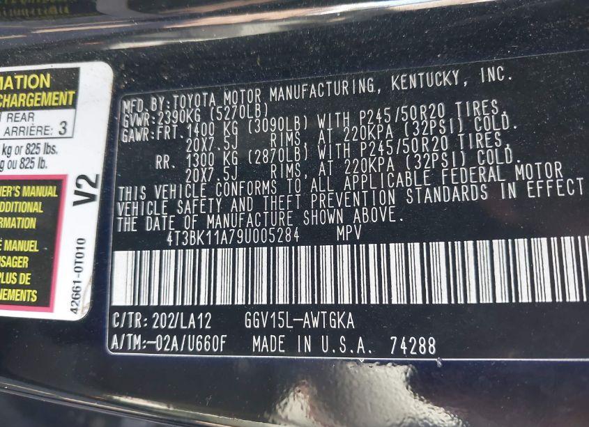 Photo 9 of 2009 Toyota Venza (VIN 4T3BK11A79U005284)