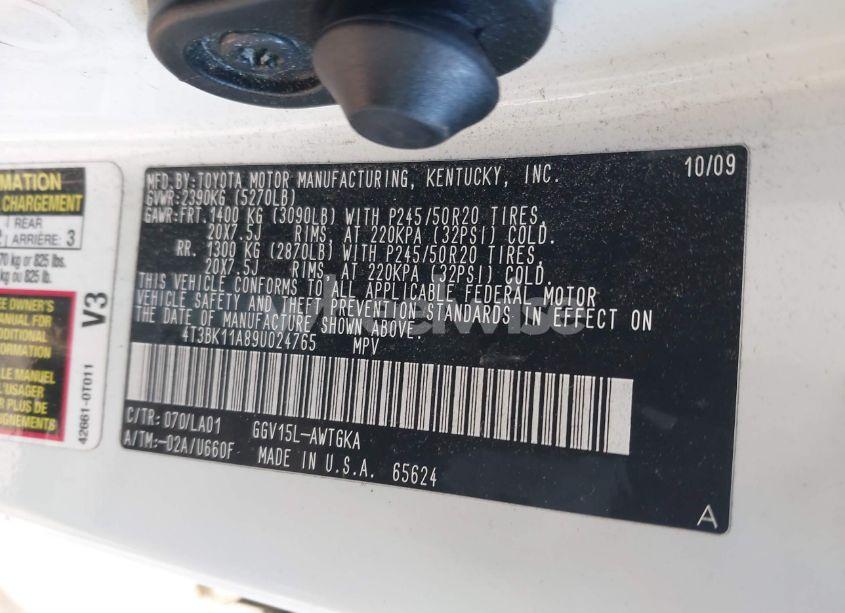 Photo 9 of 2009 Toyota Venza (VIN 4T3BK11A89U024765)