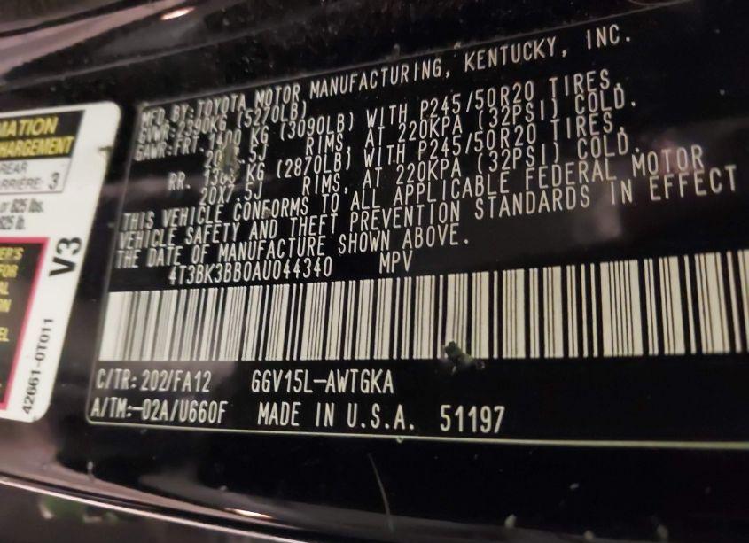 Photo 9 of 2010 Toyota Venza BASE V6 (VIN 4T3BK3BB0AU044340)