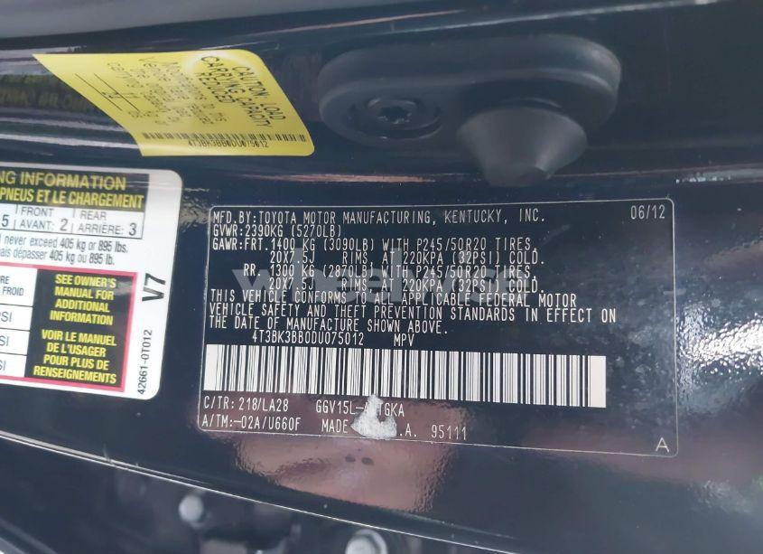 Photo 9 of 2013 Toyota Venza XLE V6 (VIN 4T3BK3BB0DU075012)