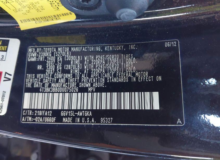 Photo 9 of 2013 Toyota Venza LE V6 (VIN 4T3BK3BB0DU075026)