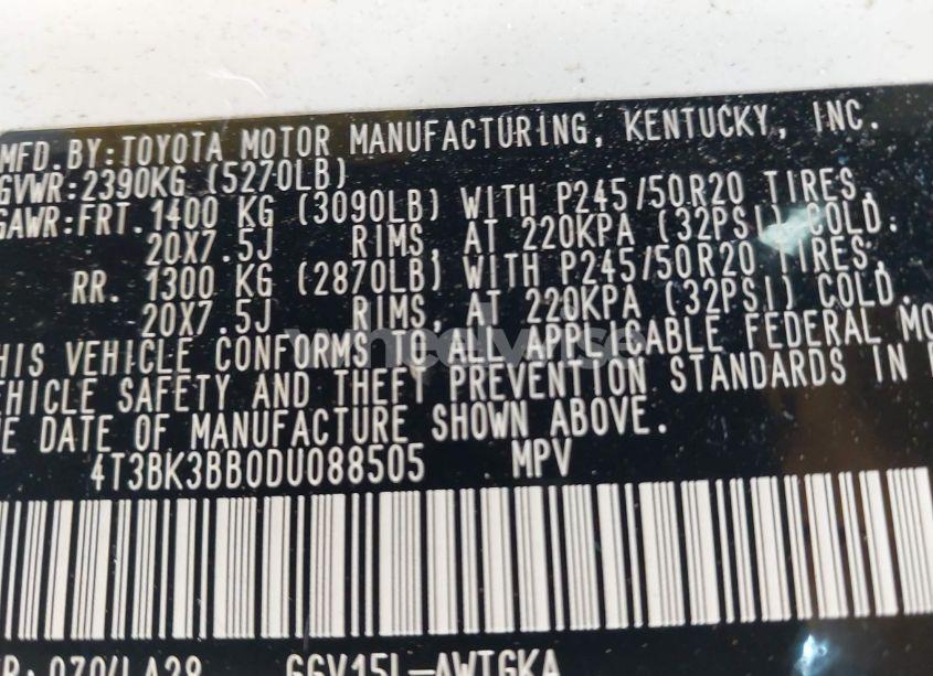 Photo 9 of 2013 Toyota Venza LIMITED V6 (VIN 4T3BK3BB0DU088505)