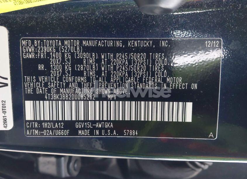 Photo 9 of 2013 Toyota Venza XLE V6 (VIN 4T3BK3BB2DU085282)