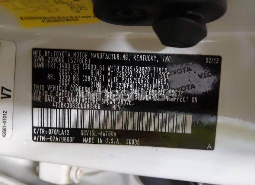 Photo 9 of 2013 Toyota Venza LIMITED V6 (VIN 4T3BK3BB3DU088966)