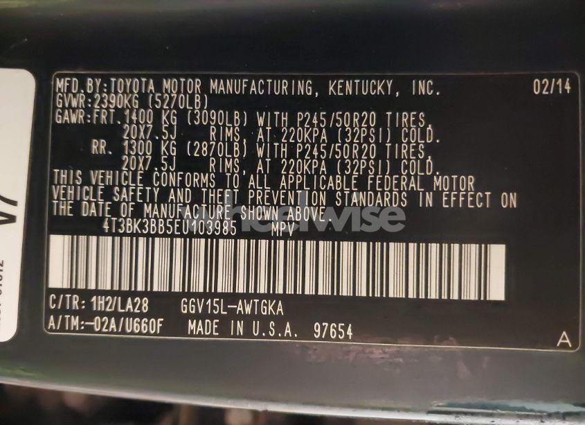 Photo 9 of 2014 Toyota Venza LE/XLE/LIMITED (VIN 4T3BK3BB5EU103985)