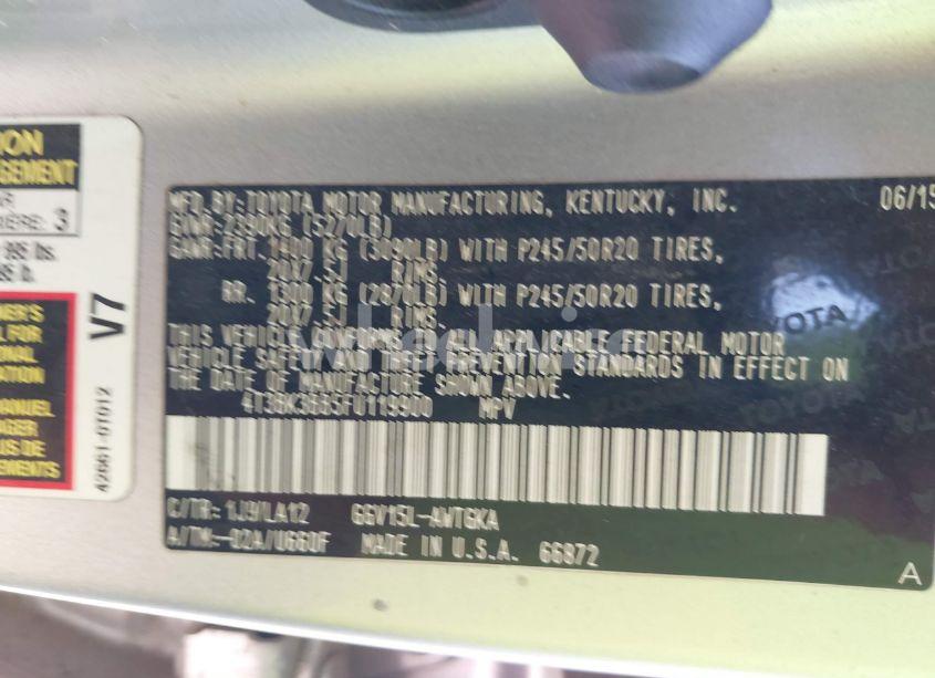 Photo 9 of 2015 Toyota Venza XLE V6 (VIN 4T3BK3BB5FU119900)