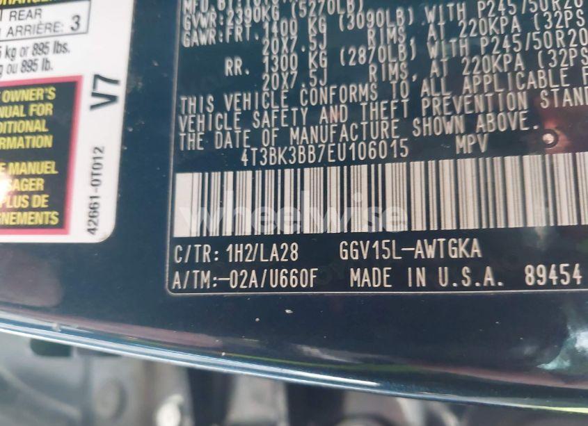 Photo 9 of 2014 Toyota Venza LE/XLE/LIMITED (VIN 4T3BK3BB7EU106015)