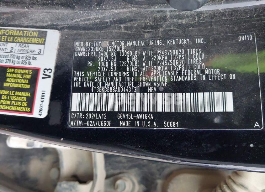 Photo 9 of 2010 Toyota Venza BASE V6 (VIN 4T3BK3BB8AU044313)