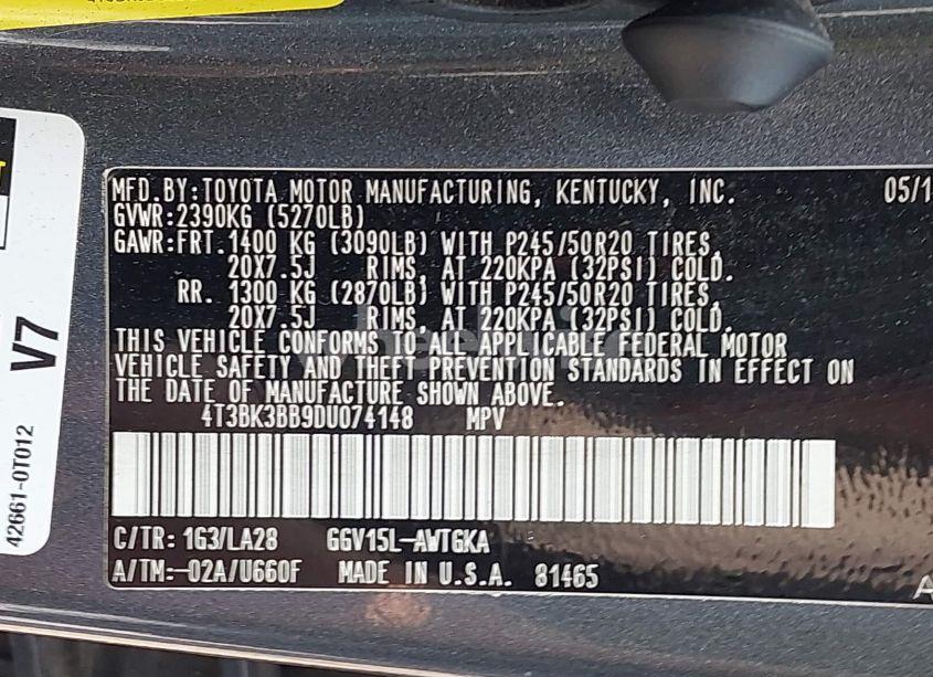 Photo 9 of 2013 Toyota Venza XLE V6 (VIN 4T3BK3BB9DU074148)