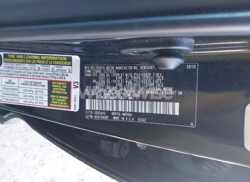 Photo 9 of 2010 Toyota Venza BASE V6 (VIN 4T3BK3BBXAU043146)