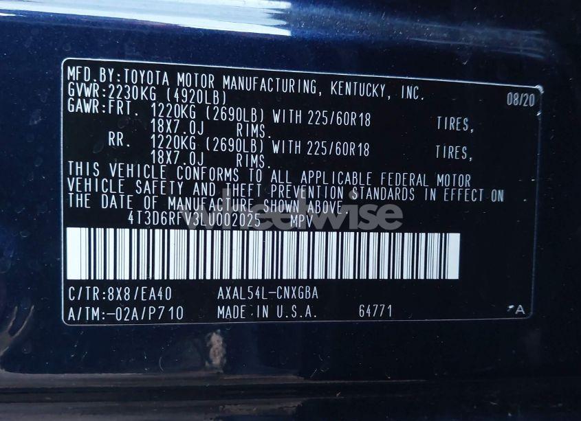 Photo 9 of 2020 Toyota Rav4 HYBRID LIMITED (VIN 4T3D6RFV3LU002025)