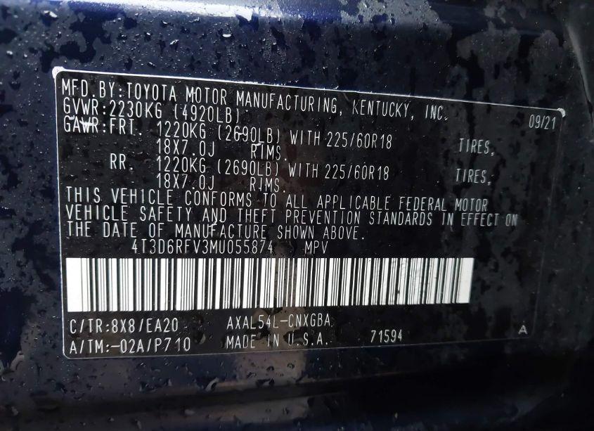 Photo 9 of 2021 Toyota Rav4 HYBRID LIMITED (VIN 4T3D6RFV3MU055874)