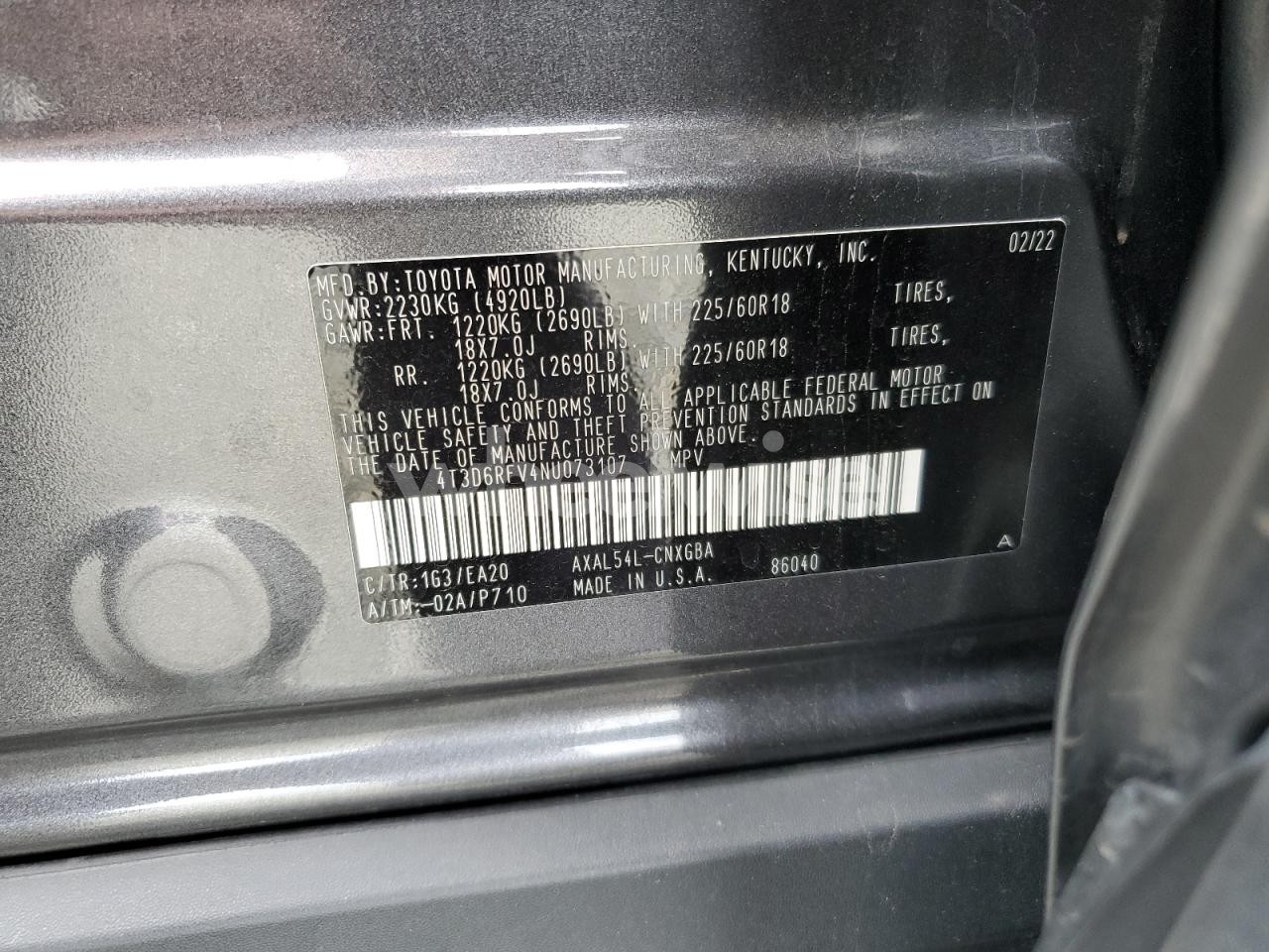 Photo 13 of 2022 TOYOTA RAV4 LIMITED (VIN 4T3D6RFV4NU073107)