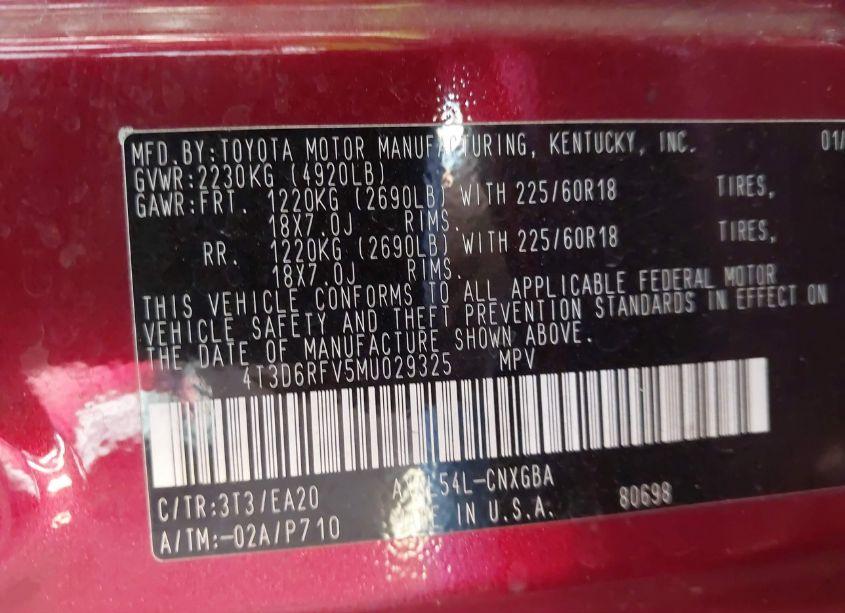 Photo 9 of 2021 Toyota Rav4 HYBRID LIMITED (VIN 4T3D6RFV5MU029325)