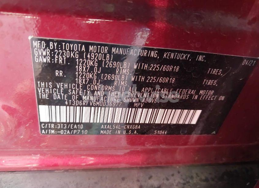 Photo 9 of 2021 Toyota Rav4 HYBRID LIMITED (VIN 4T3D6RFV6MU036977)