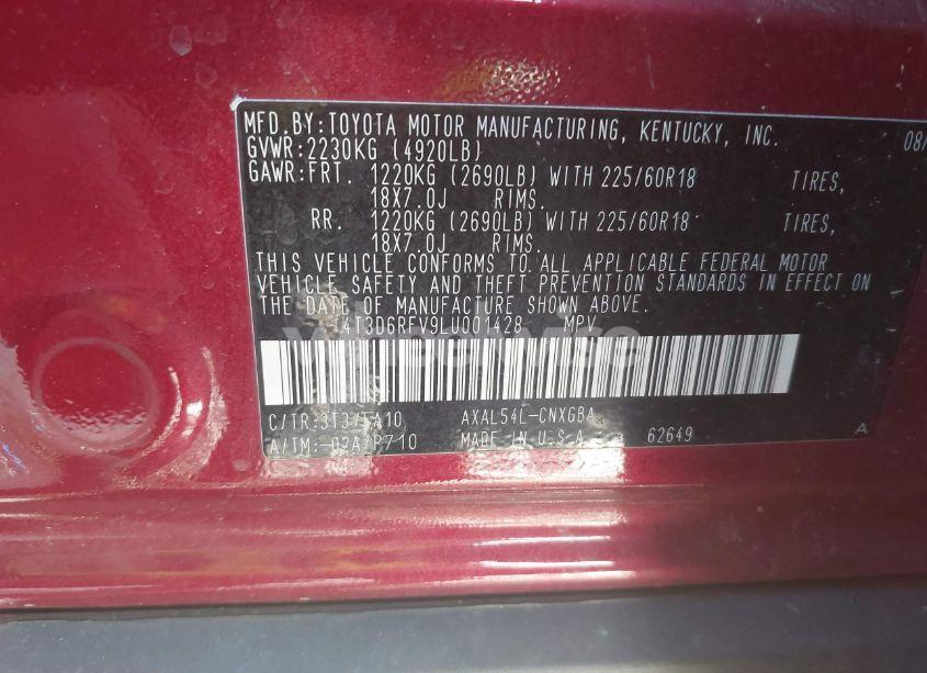 Photo 9 of 2020 Toyota Rav4 HYBRID LIMITED (VIN 4T3D6RFV9LU001428)