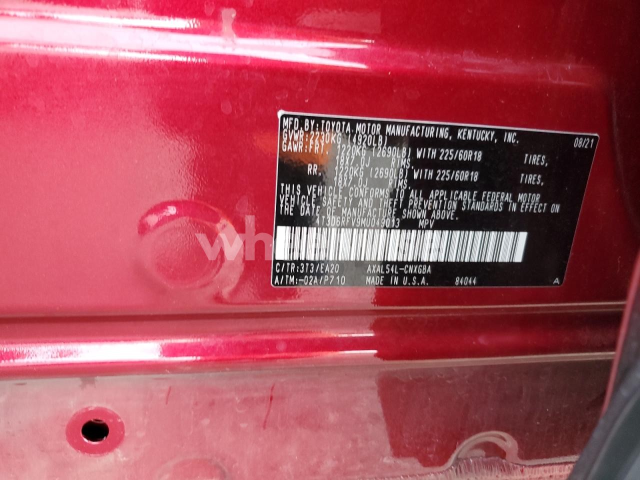 Photo 14 of 2021 TOYOTA RAV4 LIMITED (VIN 4T3D6RFV9MU049013)