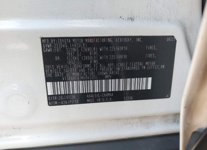 Photo 9 of 2021 Toyota Rav4 HYBRID XSE (VIN 4T3E6RFV1MU043355)