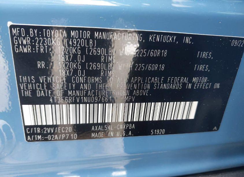 Photo 9 of 2022 Toyota Rav4 HYBRID XSE (VIN 4T3E6RFV1NU097661)