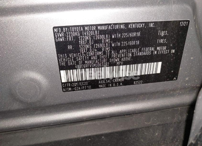 Photo 9 of 2021 Toyota Rav4 HYBRID XSE (VIN 4T3E6RFV5MU063382)