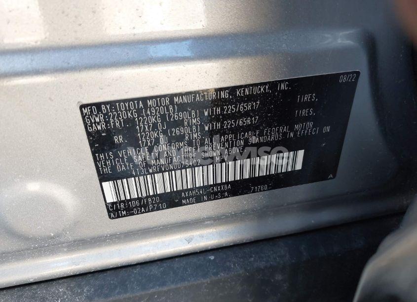 Photo 9 of 2022 Toyota Rav4 HYBRID LE (VIN 4T3LWRFV0NU075402)