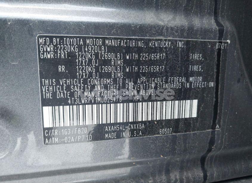 Photo 9 of 2021 Toyota Rav4 HYBRID LE (VIN 4T3LWRFV1MU025476)