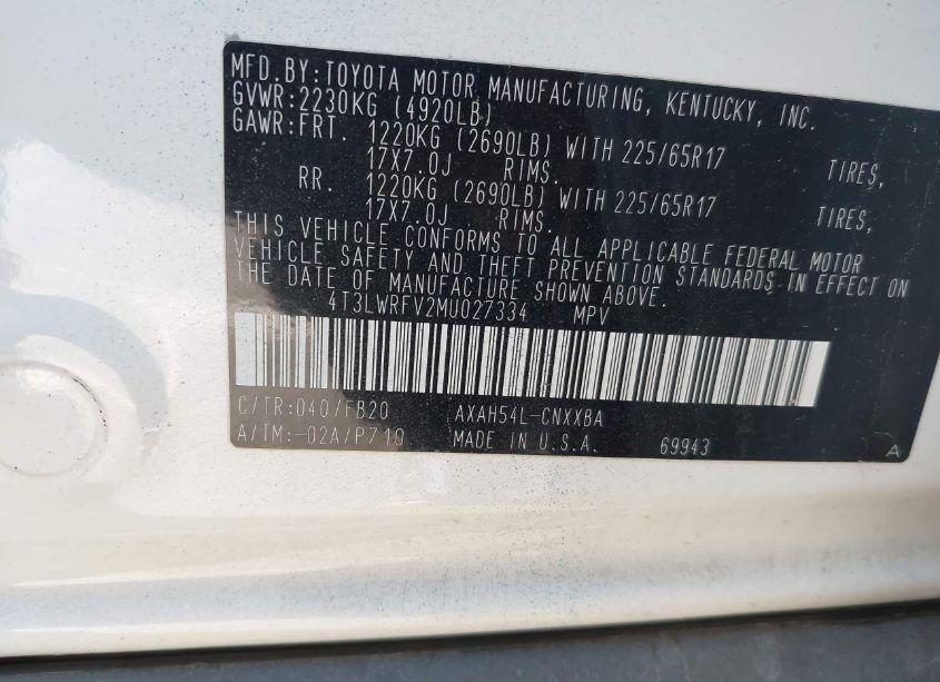 Photo 9 of 2021 Toyota Rav4 HYBRID LE (VIN 4T3LWRFV2MU027334)