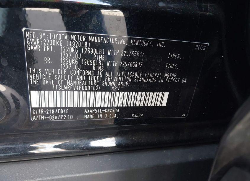 Photo 9 of 2023 Toyota Rav4 HYBRID LE (VIN 4T3LWRFV4PU091024)