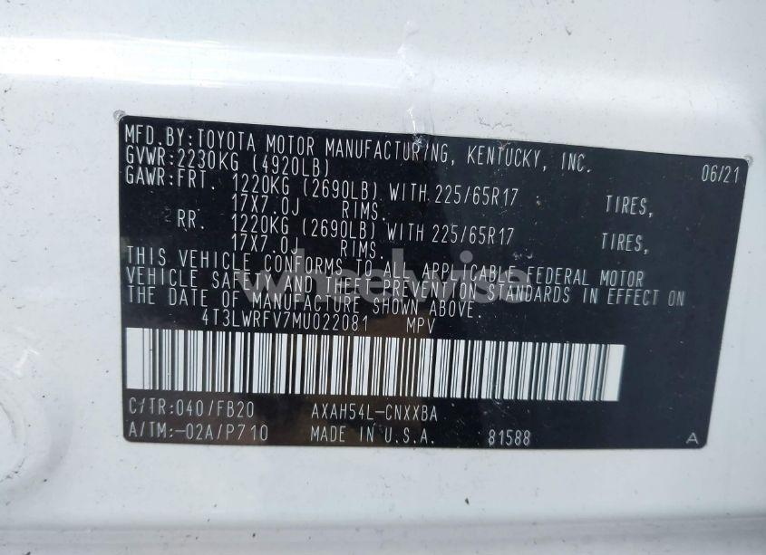 Photo 9 of 2021 Toyota Rav4 HYBRID LE (VIN 4T3LWRFV7MU022081)